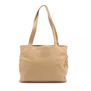 CHANEL caviar leather shoulder bag tote bag diaper bag ivory beige VINTAGE